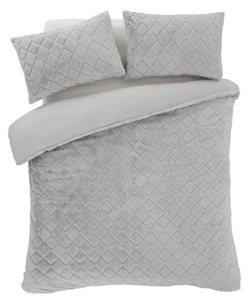 Siva posteljnina za zakonsko posteljo iz mikropliša 200x200 cm Cosy Diamond – Catherine Lansfield