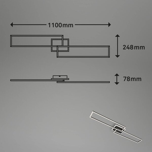 LED stropna svetilka Frame S CCT 110x24,8cm črna