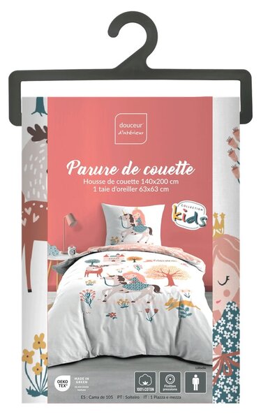 Belo-rožnata enojna bombažna otroška posteljnina 140x200 cm Lilibelle – douceur d'intérieur