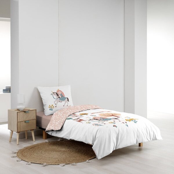 Belo-rožnata enojna bombažna otroška posteljnina 140x200 cm Lilibelle – douceur d'intérieur