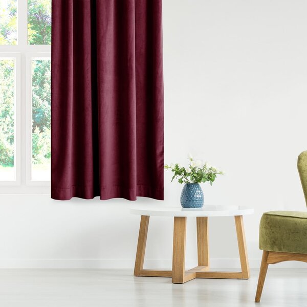Bordo rdeča žametna zavesa za delno zatemnitev 140x245 cm Eyelets – Restilo