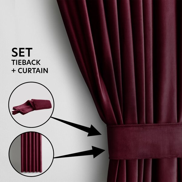 Bordo rdeča žametna zavesa za delno zatemnitev 140x245 cm Eyelets – Restilo