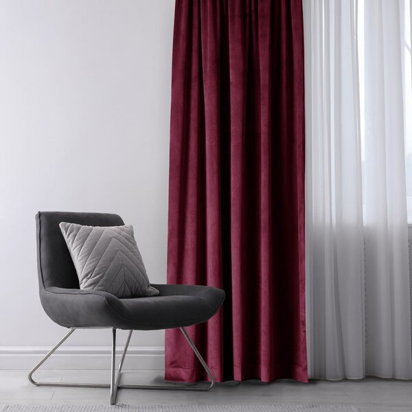 Bordo rdeča žametna zavesa za delno zatemnitev 140x245 cm Eyelets – Restilo