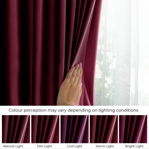 Bordo rdeča žametna zavesa za delno zatemnitev 140x245 cm Eyelets – Restilo