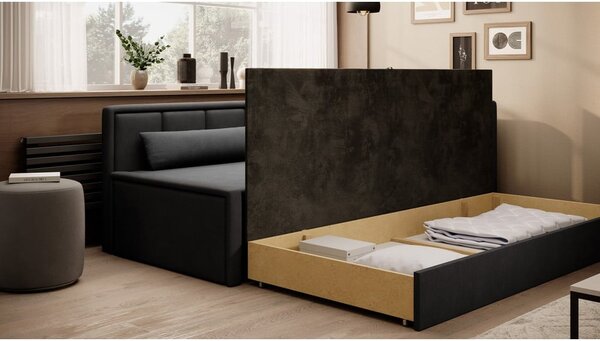 Temno siva raztegljiva/s prostorom za shranjevanje sedežna garnitura iz šenilje 214 cm Fulgeo – ELTAP