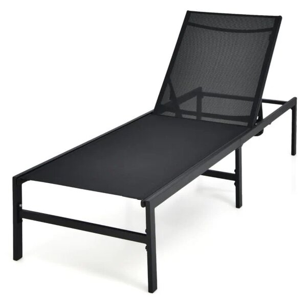 Zunanji ležalnik, nastavljiv, dim. 64 x 198 x 67 - 103 cm, črne barve
