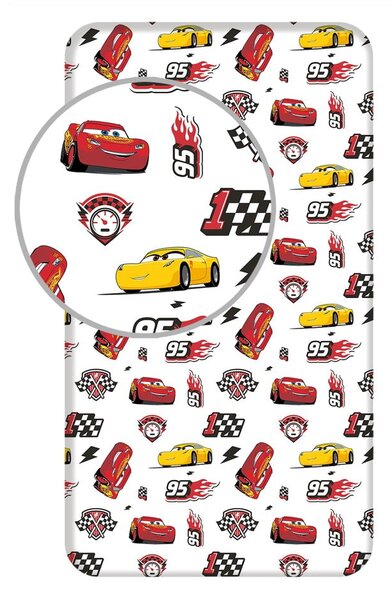 Napenjalna bombažna otroška rjuha 90x200 cm Cars "McQueen" – Jerry Fabrics