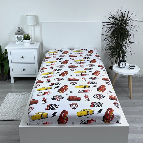 Napenjalna bombažna otroška rjuha 90x200 cm Cars "McQueen" – Jerry Fabrics
