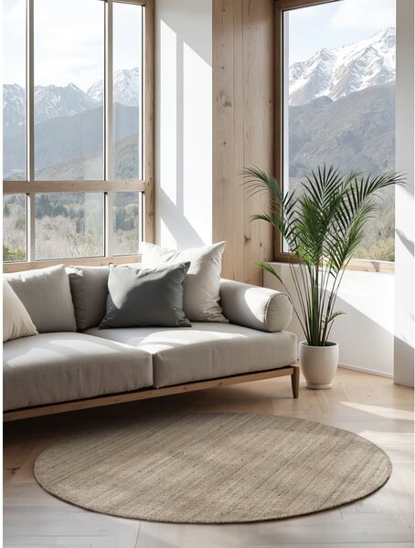 Sivo-rjava okrogla preproga iz jute ø 160 cm Bouclé Jaipur – Hanse Home