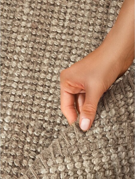 Sivo-rjava okrogla preproga iz jute ø 160 cm Bouclé Jaipur – Hanse Home