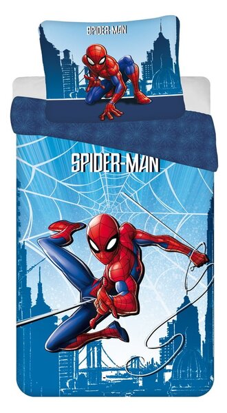 Modra enojna bombažna otroška posteljnina 140x200 cm Spider-man "Blue" – Jerry Fabrics