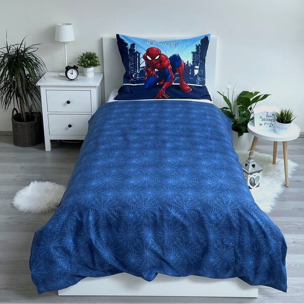 Modra enojna bombažna otroška posteljnina 140x200 cm Spider-man "Blue" – Jerry Fabrics