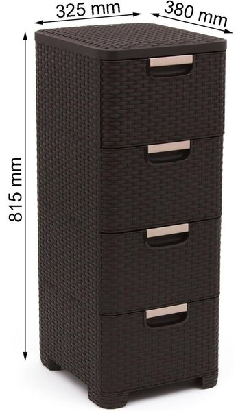 Temno rjava plastična visoka kopalniška omarica 33x79 cm Rattan – Curver