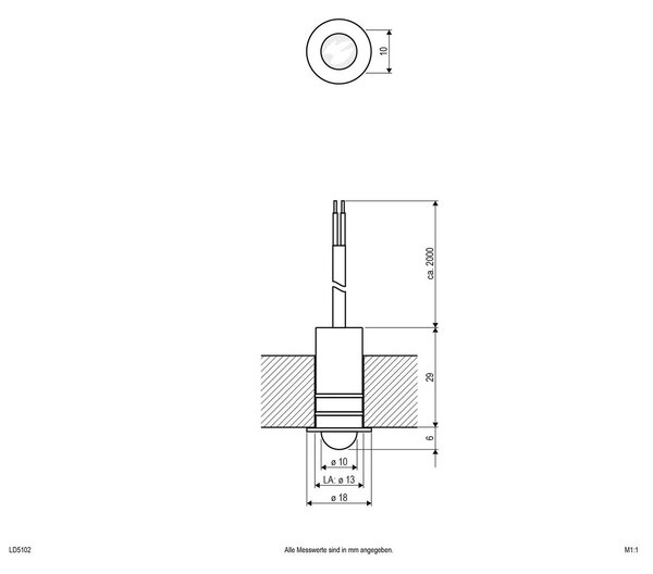 EVN LD5102 Vgradna svetilka 12V IP68 0,3W 830, leča