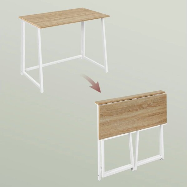 Set za pisarno ZARIMO miza 80x40 cm, bela/hrast sonoma + stol AVOLA VELVET, modra