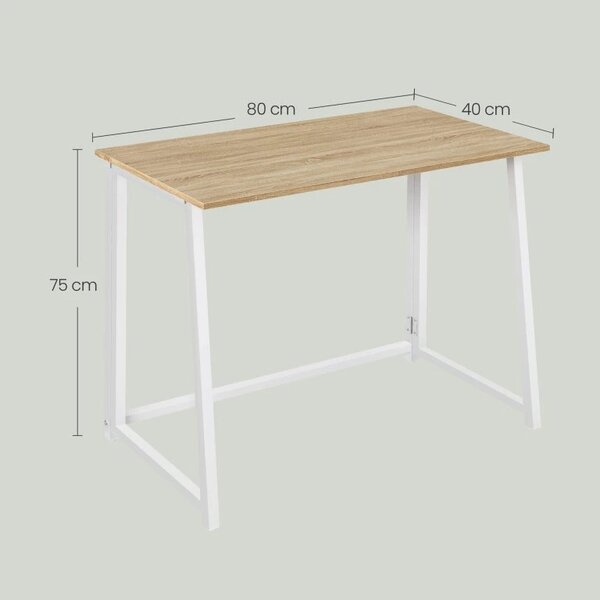 Set za pisarno ZARIMO miza 80x40 cm, bela/hrast sonoma + stol AVOLA VELVET, modra