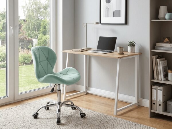 Set za delovno sobo ZARIMO miza 80x40 cm, bela/dub sonoma + stol AVOLA VELVET, mentolova