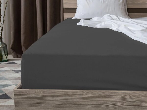 Komplet krep posteljnine DENYX BLEND sive, hotelski žepek + rjuha Jersey 90 x 200 cm temno siva, za eno posteljo