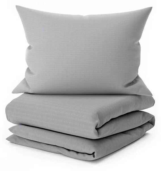 Komplet krep posteljnine DENYX BLEND sive, hotelski žepek + rjuha Jersey 90 x 200 cm temno siva, za eno posteljo