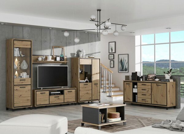 Livetastic Dnevni Regal Trondheim, Barva Hrasta, 4-Delni