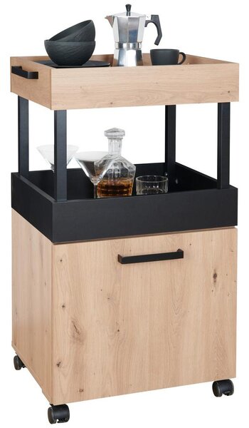 Mömax Servirni Voziček Home Bar, Barva Hrasta, Črna