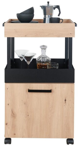 Mömax Servirni Voziček Home Bar, Barva Hrasta, Črna