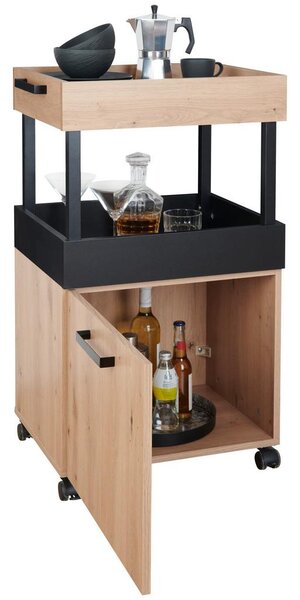 Mömax Servirni Voziček Home Bar, Barva Hrasta, Črna