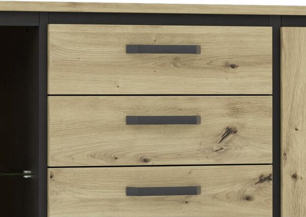 Livetastic Široka Komoda Trondheim, Barva Hrasta, Črna