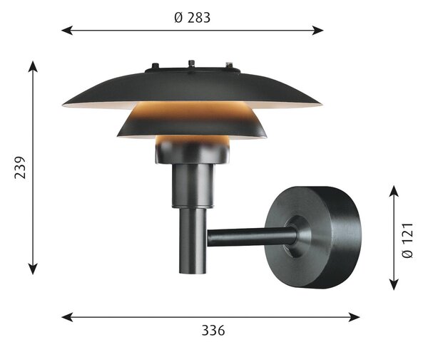 Louis Poulsen PH 3-2 1/2 stenska svetilka iz nerjavečega jekla