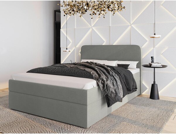POSTELJA Z VZMETNICO 120 cm x 200 cm , tekstil siva