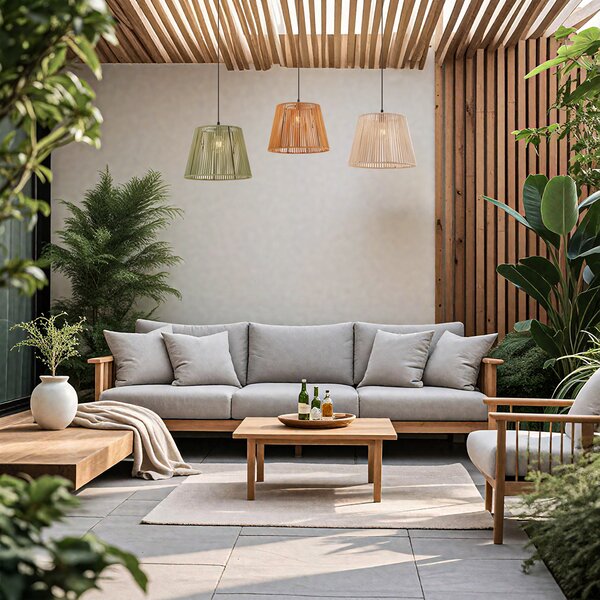 Zunanja viseča svetilka črna z večbarvnimi senčili iz vrvi 3-luči IP44 - Cava Jayla