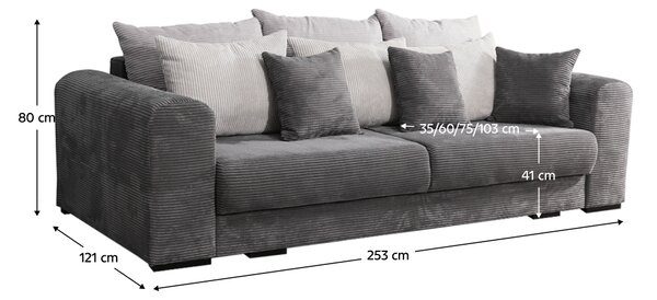 KONDELA Zelo prostoren kavč, siva/svetlo siva/bež, GILEN BIG SOFA