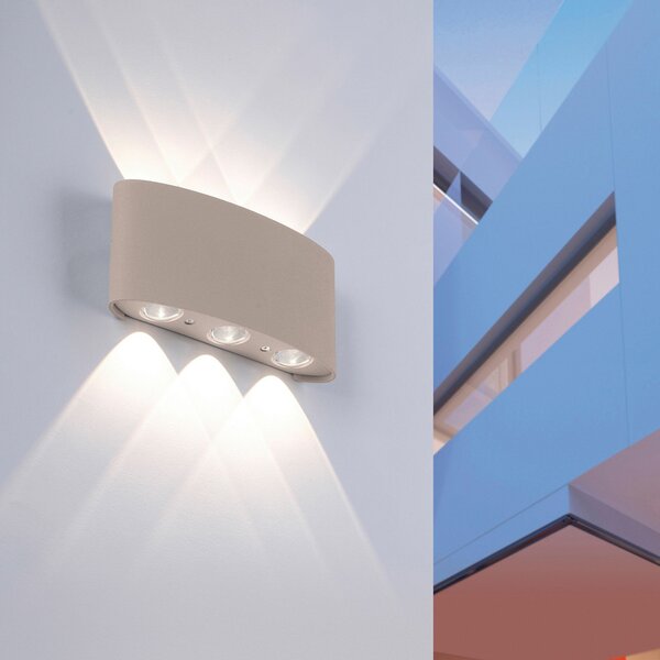 Paul Neuhaus LED zunanja stenska svetilka Carlo, 17 cm, peščena barva, Bež, Aluminij, Sodobni