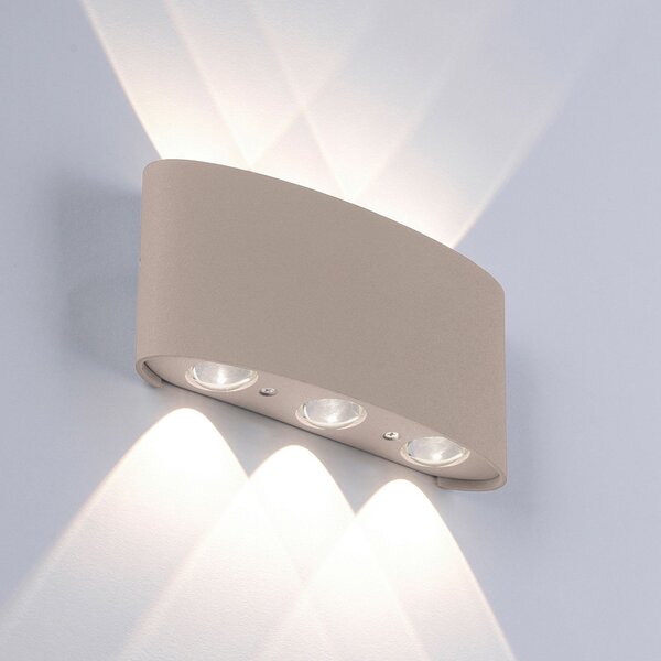 Paul Neuhaus LED zunanja stenska svetilka Carlo, 17 cm, peščena barva, Bež, Aluminij, Sodobni