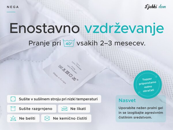 DVOSLOJNA zaščitna prevleka za vzmetnico - TOPPER 80 x 200 cm