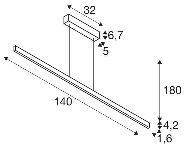 SLV One Linearno LED viseče svetilo, 140 cm, medeninasto