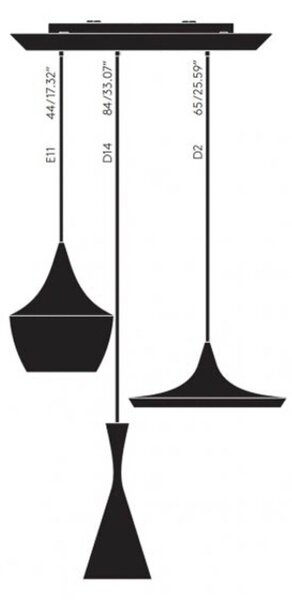 Tom Dixon Beat Trio Okrogla viseča svetilka 3fl bela