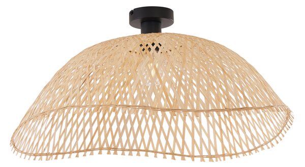Art Deco stropna svetilka črna z naravnim bambusom 60 cm - Alka