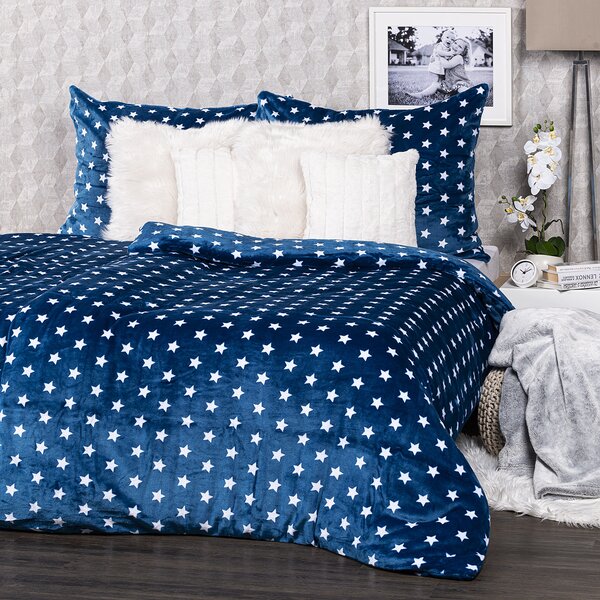 4Home posteljnina mikroflanela Stars modra, 140 x 220 cm, 70 x 90 cm