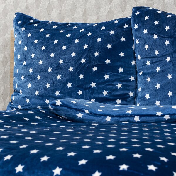 4Home posteljnina mikroflanela Stars modra, 140 x 220 cm, 70 x 90 cm