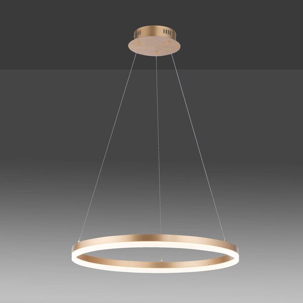 Titus LED obesek, okrogel, Ø 60 cm, mat medenina