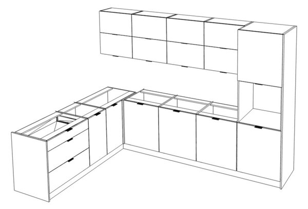 KONDELA Univerzalen kotni kuhinjski blok, 300x220, grafit, LAFT