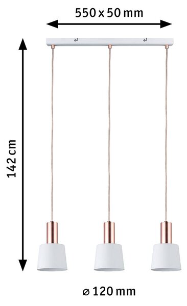 Paulmann Haldar obesek svetilka 3-svetloba v beli barvi