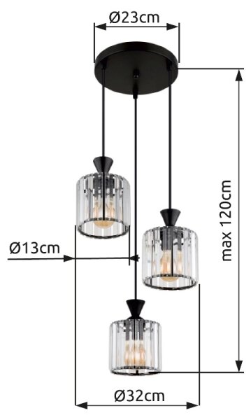 Globo 15742-3 - Lestenec na vrvici JORDANA 3xE27/60W/230V