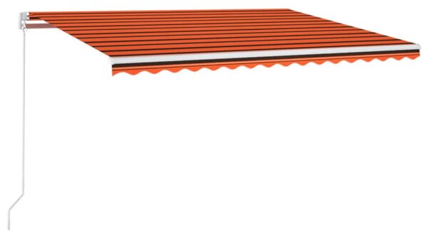 VidaXL Ročno zložljiva tenda z LED lučmi 400x350 cm oranžna in rjava