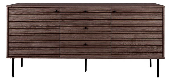 Temno rjava nizka komoda v hrastovem dekorju 150x74 cm Kyoto – House Nordic