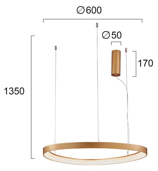 LED viseča luč Loop, zlata, Ø 60 cm