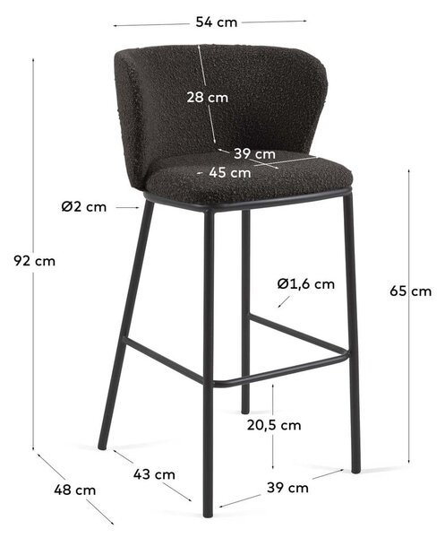 Črni barski stoli v kompletu 2 ks (višina sedeža 65 cm) Ciselia – Kave Home