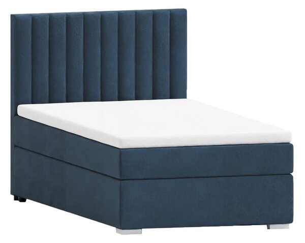 Temno modra oblazinjena postelja s prostorom za shranjevanje z letvenim dnom 100x200 cm Bunny – Ropez