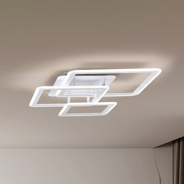 FISCHER & HONSEL LED stropna svetilka Gelder, peščeno-bela, dolžina 65 cm, kovinska, RGBW, CCT, zatemnjen, Bela, Dnevna soba / jedilnica, Sodobni